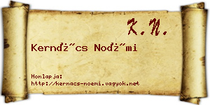 Kernács Noémi névjegykártya